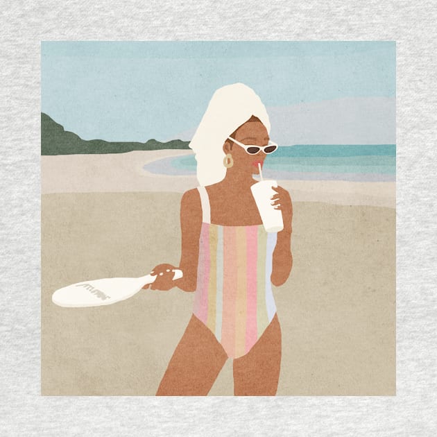 Beach girl in swimsuit by JulyPrints